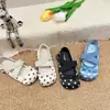 Zapatos de piel para niña 2026 nuevo modelo lindos zapatos de princesa de suela blanda con lunares, correas elásticas cruzadas y lazo de cinta, zapatos para niños