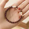 Pulsera de Palisandro de Lujo Ligero con Alto Contenido de Aceite y Textura de Madera Densa, con Cuentas de Piedra Shoushan de la Fortuna, Pulsera Estilo Pareja Unisex al por Mayor