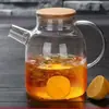 Tetera de agua fría de vidrio resistente a altas temperaturas jarra para jugo taza de agua con hielo gran capacidad tetera secadora de agua botella para preparar té doméstico