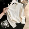 ¡Un disparo real! ¡Un disparo real! Suéter de punto de manga larga con diseño de empalme de encaje estilo lujo ligero moda Otoño/Invierno 2026