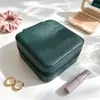 Bolsa Multifuncional Portátil de Couro e Sarja com Zíper, Colar com Pingente, Brincos, Brincos, Caixa de Armazenamento de Joias de Grande Capacidade