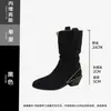 Botas Martin para Mujeres Menudas, Botas que Aumentan la Altura, Nuevas Botas Cortas de Tacón Alto de Media Pantorrilla Versátiles para Primavera 2026, Botas Arrugadas