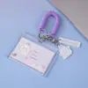 Porta-cartão de campus moderno com chaveiro, cartão de ônibus integrado, cordão de mola de acrílico transparente, porta-cartão criativo personalizável