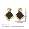 Pendientes Grandes Cuadrados Negros de Moda para Mujer, Diseño de Nicho, Lujo Ligero Retro, Pendientes Metálicos, Accesorios para Orejas de Lentejuelas Geométricas
