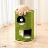 Nova Casa de Gato Multicamadas com Buraco de Árvore Integrado, Placa de Arranhar Quente de Camada Dupla, Casa de Gato Fechada Adequada para Todas as Estações, Túnel para Gatos de Estimação