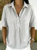 2026 Moda casual de verano para mujer, camisa de rayas de manga corta con cuello camisero, sitio independiente de Amazon transfronterizo europeo y americano