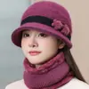 Gorro de invierno para mujeres de mediana edad y mayores, engrosado con pelo de conejo, tejido, cálido, cómodo, versátil y a prueba de viento
