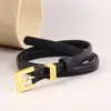 Cinturón Fino de Cuero de Vaca de Primera Capa para Mujer con Hebilla Dorada Decorativa, Cinturón de Moda para Jeans y Pantalones de Vestir, Cinturón de Cuero Genuino para Mujer, En Stock