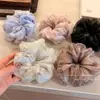 Goma para el pelo de malla de doble capa coreana con tacto de alta gama, Scrunchie de organza con pedrería para peinados de moño, Nuevo accesorio para el cabello