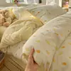 Juego de Cuatro Piezas de Hilo Tipo Nube Amigable con la Piel, Juego de Tres Piezas Estilo Sábana, Ropa de Cama Tradicional Sábana Ajustable de Algodón Lavado