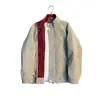 Jaqueta de couro retro color-block estilo americano, nova coleção de outono masculina, com design de gola alta, fechamento por botões e um estilo de peça externa de couro à prova d'água e moderno.