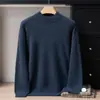 Suéter 100% cashmere com gola alta meia para homens, novo estilo outono e inverno, solto e versátil, pulôver de luxo leve, camada base quente