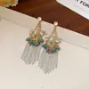 Aretes de Borla de Flores Transfronterizos de Aguja de Plata Lujo Ligero Elegante Elegantes Aretes de Botón Moda Simple Sentido del Diseño Nicho