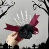 Acessório de cabeça de Halloween rosa caveira grampo de cabelo de tule para mulheres presilha lateral para cabelo acessório de festa cosplay decoração de mão de caveira