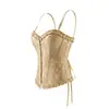 Corset com alça de babados em jacquard com tiras nas costas, modelador em formato de espartilho, cinta modeladora para a cintura, top bustiê emagrecedor para mulheres