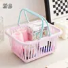 Linda mini cesta de almacenamiento de escritorio, organizador de papelería para estudiantes, portalápices, organizador de artículos de tocador y cosméticos, cesta de almacenamiento portátil