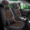 Cojín para asiento de coche cuatro estaciones universal cuero Napa tela de lino funda de asiento totalmente rodeada cojín de asiento de otoño e invierno de dibujos animados asiento de coche