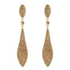 Pendientes Colgantes Perforados de Doble Gota de Agua de Cristal Brillante de Nuevo Estilo Moda Europea y Americana Accesorios para Fiestas de Mujer