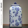 Porcelana Azul y Blanca Casa con Tapa Jarra General Cerámica de Alta Gama Florero Adornos de Entrada Sala de Estar Decoración de Hotel Artesanías Venta al por Mayor