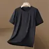 Al por mayor transfronterizo para hombre, verano, seda helada, manga corta, simple y moderno, cuello redondo, secado rápido, para correr por la mañana, fitness, camiseta moderna