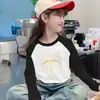 Linda Camiseta de Felpa Cálida Estilo Coreano para Niñas Otoño Invierno Moda Dulce Elegante Bloque de Color Manga Larga Cuello Redondo Tendencia