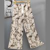 Pantalones de Pijama de Algodón Finos de Verano para Mujer con Estampado de Dibujos Animados, Pantalones de Pierna Ancha para Mujeres Embarazadas, Tallas Grandes, Adecuados para Usar Afuera, Pantalones Largos de Algodón, Exportación
