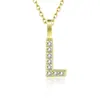 Amazon transfronterizo nuevo collar con incrustaciones de circonita de diamantes completos 26 letras inglesas femenino acero de titanio colgante DIY cadena de clavícula