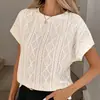 Suéter para Mujer 2026 con Acabado de Alta Gama, Nuevo Producto de Verano, Camiseta Casual de Jacquard con Cuello Redondo y Mangas Cortas para Mujer