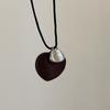 Colar de Corda de Cânhamo Coração Igual de Blogueira Coreana Ins Colar Feminino Nicho Acessível Luxo Moda Retrô Versátil Corrente de Pescoço Corrente de Suéter