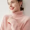Suéter Clássico de Cashmere com Gola Alta, Manga Raglã Espessa de Três Fios, Cinco Agulhas, Quente para o Inverno, Macio, Versátil, Confortável, Camada Base
