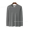 Camiseta de manga comprida masculina gola redonda base camisa inverno dupla face veludo quente outono roupas regular adolescente padrão respirável moda