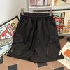Shorts Cargo Masculinos da Moda Verde Militar, Verão High Street Estilosos Perna Reta Esportivos Comprimento Médio Americano Outdoor Casual