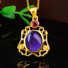 Imitação de ouro 24k, pingente de calcedônia Hetian, pingente feminino de imitação de ouro, fornecedores de atacado