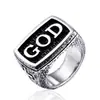 Anel masculino estilo retrô em aço titânio anel dedo indicador balada anel GOD dominador
