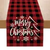 Camino de mesa navideño bestseller transfronterizo con estampado creativo de muñeco de nieve, mantel individual de lino resistente a las manchas, decoración festiva de mesa navideña