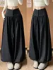 Pantalones Jogger Linterna Negros para Mujer Otoño 2026 Estilo Nuevo Diseño Petite Sentido de Diseño Nicho Botón Plisado de Pierna Ancha