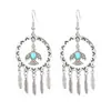 Pendientes de gota de agua de turquesa hueca de tendencia europea y americana, pendientes bohemios, fabricantes de joyas de comercio exterior transfronterizo al por mayor