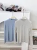 Camisa Base de Lyocell Tencel Acetato Lana para Mujer, Otoño e Invierno, Cuello Redondo, Color Sólido, Top Versátil, Suéter de Punto Cálido de Manga Larga
