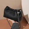 Bolso de Mujer Nuevo de Gama Alta Plegado Nubes Bolso de Axila Piel Genuina Cadena de Bolas Doradas Capa Superior Piel de Vaca Bolso de Hombro Cruzado