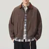 Roupas Masculinas Shanggu Outono Nova Moda Masculina Luxo Leve Alta Qualidade Algodão Puro Casual Americano Cor Blocada Retrô Jaqueta com Lapela