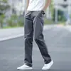 Calça casual de alta qualidade cinza claro para homens, corte reto solto, calça de outono, novo modelo primavera/outono 2026, tamanho grande, comprimento longo