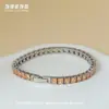 Pulsera de Cadena de Tenis de Acero Inoxidable Estilo Hip-Hop con Circonita Cúbica de Colores, Deslumbrante Pulsera de Joyería de Acero de Titanio, No se Desvanece, Transfronterizo