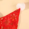 Suprimentos para Decoração de Natal Chapéus Curtos de Pelúcia Carimbados com Ouro Suprimentos de Natal Chapéus de Fantasia para Festa de Adulto Coleção