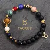 Pulsera de ocho planetas doce constelaciones Pulsera explosiva transfronteriza de Amazon Pulsera de piedra natural del universo Venta al por mayor de fábrica