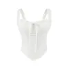 Camisole Sexy de Renda com Laço na Cintura para Mulheres, Verão, Slim Fit, Barra Curva, Top Curto
