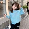 Suéter para meninas primavera e outono, novo vestuário infantil, estilo coreano, estilo ocidental, suéter de malha, roupa de outono, camisa básica para bebês e meninas