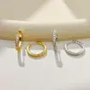 Pendientes de Aro Cóncavo-Convexo de Circonita de Alta Gama Estilo Coreano, Pendientes de Botón Versátiles Elegantes de Lujo Ligero para Viajar, Aguja de Plata S925