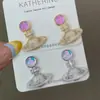 Pendientes de Plata de Ley 925 con Cierre de Mariposa, Estilo Francés, Dopamina, Saturno, para Mujer, Lujo Ligero, Nicho, de Alta Gama, para Celebridades de Internet
