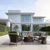 Sofá de exterior para patio jardín al aire libre, cenador exterior de villa moderno minimalista, muebles de exterior