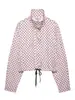 Chaqueta Corta de Mujer con Cuello Alto de Lunares y Cordón Tendencia Otoño Personalizada Corta Casual Estilo Transfronterizo Europeo y Americano